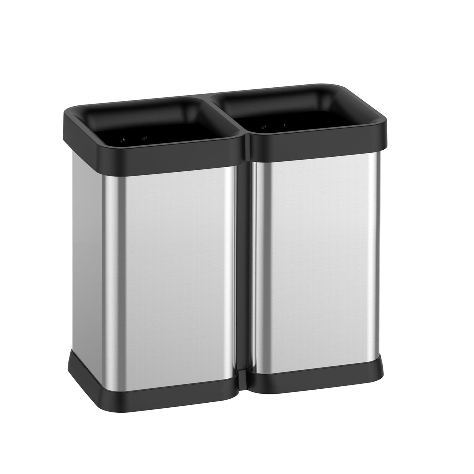 GarveeTech 13.2 Gal Dual Trash Can, Stainless Steel Kitchen Garbage Can, Open Top Waste Bins, Recycling Trash Can, 2 x 6.6 Gal