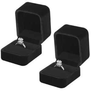 kukuvr 2 pieces velvet ring gift box, small ring storage boxes for proposal wedding engagement christmas valentine's day, ring earrings stud holder display box for woman girl