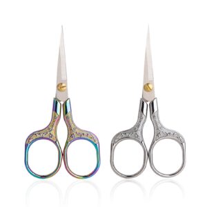 sewing scissors sharp embroidery craft crochet scissors, 2 piece yarn scissors set for needlework arts & crafts crafts diy tools