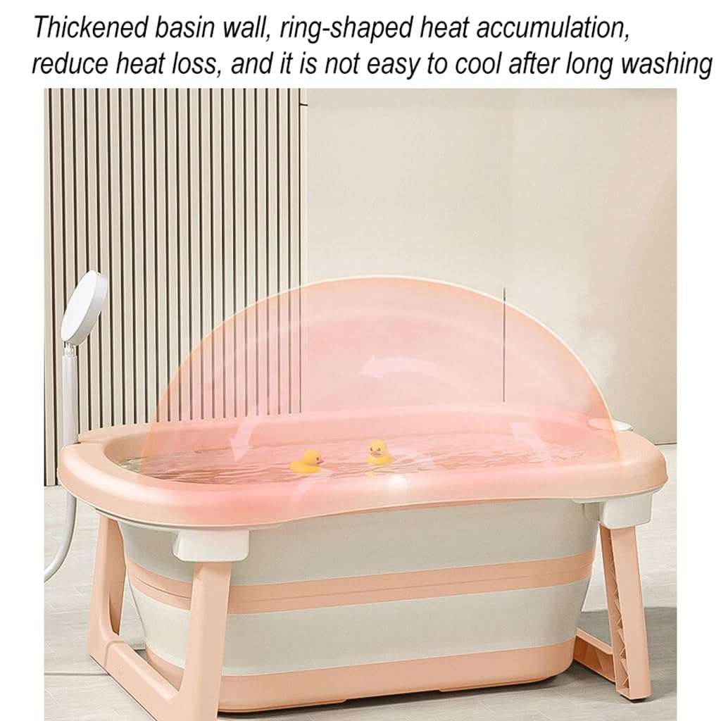 ZAJSSS Pet shower basin Dog Bath Tub with Water Drain Plug Foldable Bathtub Portable Pet Bathtub for Pet Puppy Small Dogs Cats for Indoor/Outdoor, Pink