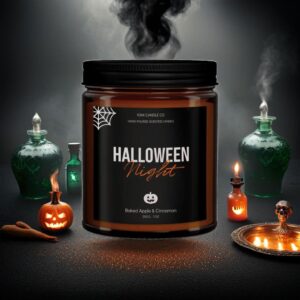 1OAK Halloween Candles Scented - 7oz, Baked Apple Cinnamon - Spooky Candles - Gothic Candles - Halloween Gifts for Women, Men - Halloween Decorations Candles - Horror Candle - Halloween Decor Inside