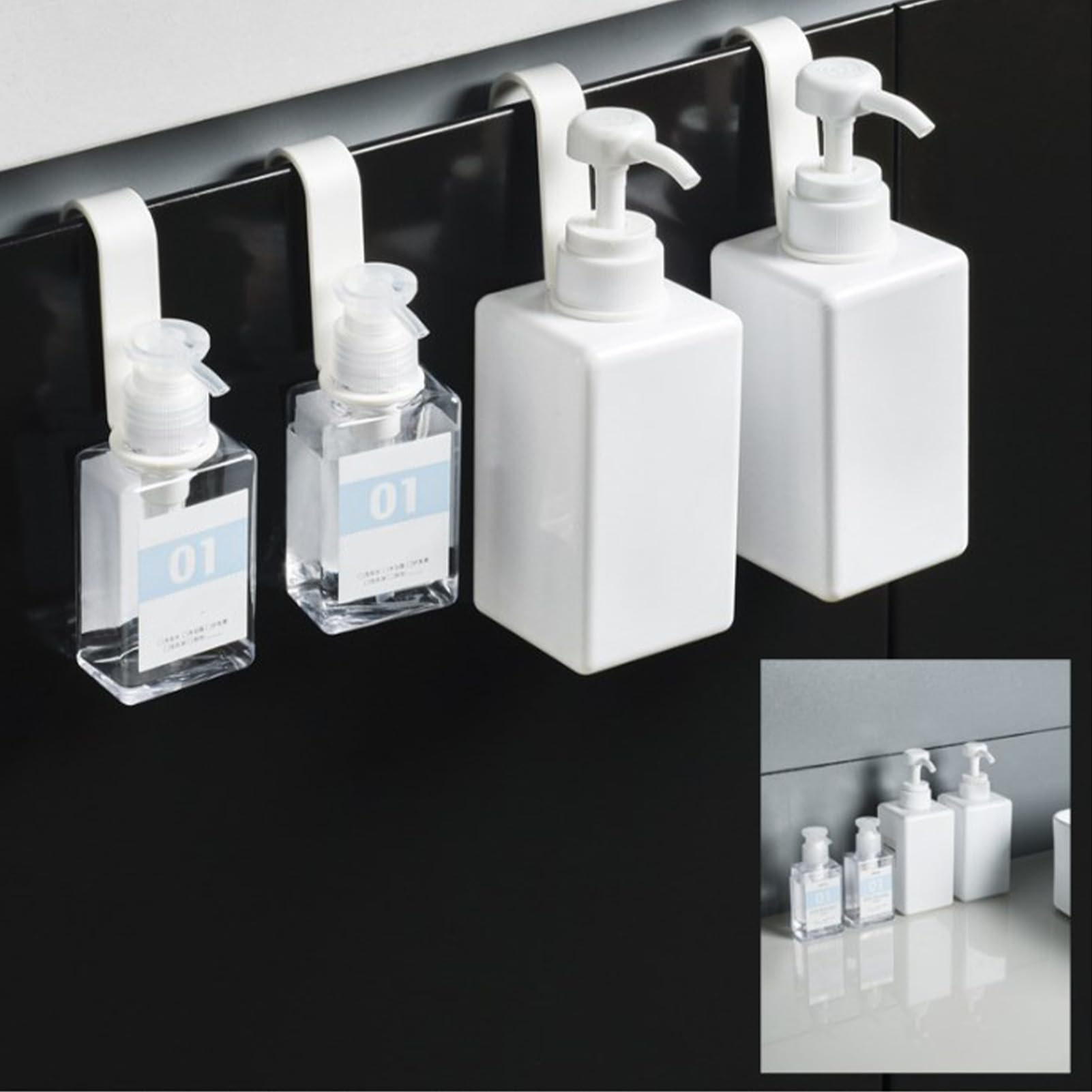 Shower Gel Bottle Rack Hook, 8PCS Plastic Shampoo Holder Hook No Drilling Liquid Soap Shower Hanger Hooks Shampoo Dispenser Bottle Holder