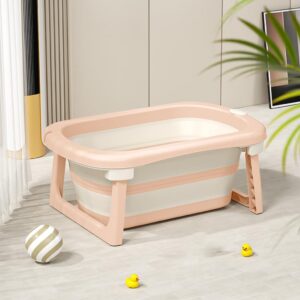 ZAJSSS Pet shower basin Dog Bath Tub with Water Drain Plug Foldable Bathtub Portable Pet Bathtub for Pet Puppy Small Dogs Cats for Indoor/Outdoor, Pink