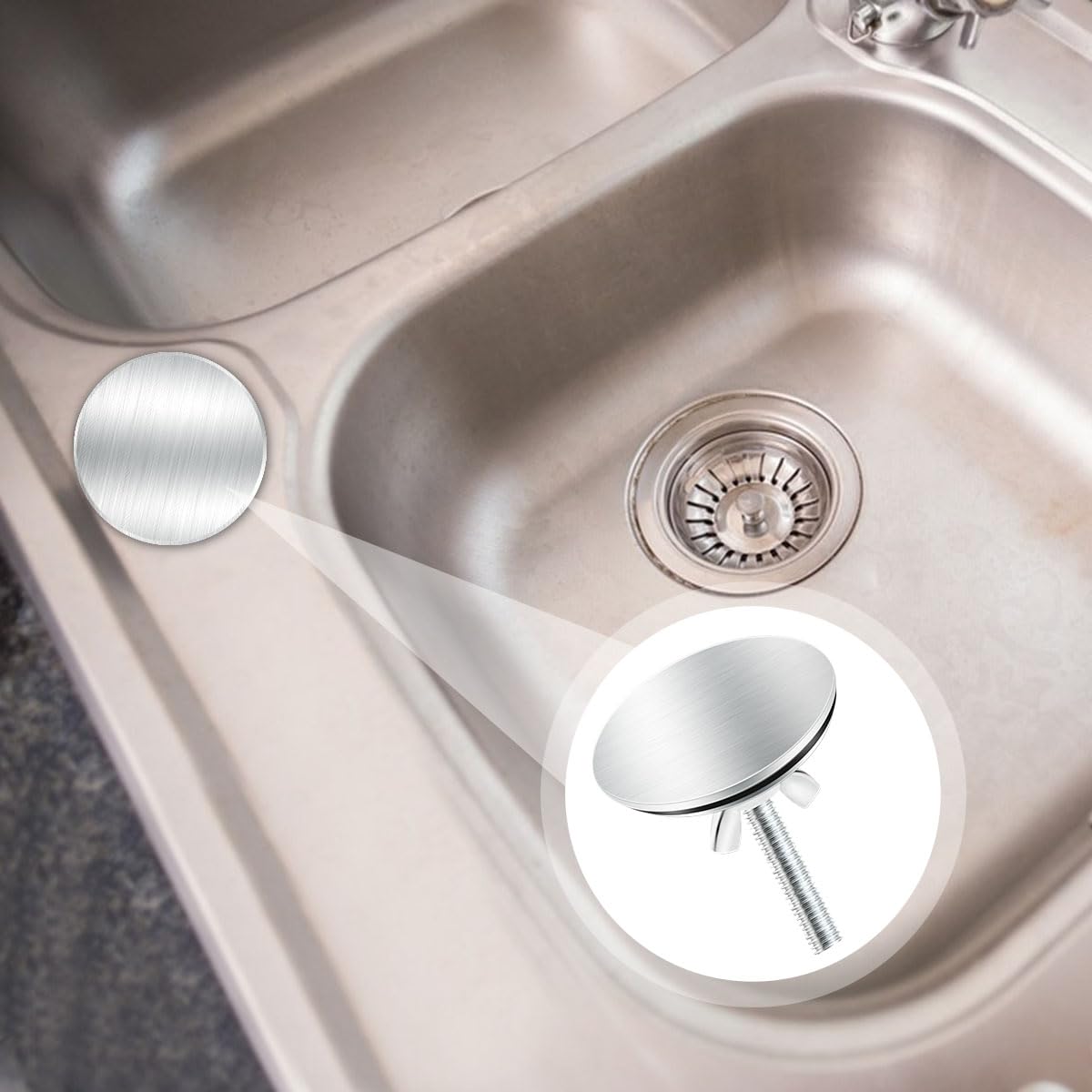 Kitchen Sink Hole Cover Faucet Hole Cover Stainless Steel Plug Sealing Cover Kitchen Sink Tap Hole Plate Stopper Cover 2 Inch Blanking Metal Plug Silver Faucet Plug Covers for Leakage Prevention