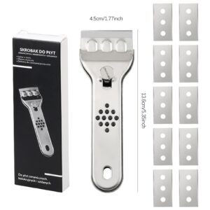 Locking Razor Blade Scraper with 10 Extra Blades, Retractable Razor Blade，Scraper Tool for Cleaning Window, Paint, Cooktop, Oven, Glass Stove Top Scraper