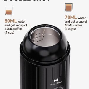 Portable Espresso Coffee Maker Electric Expresso Maker Self Heating Battery Powered, 19 Bar Pressure, Coffee Machine with Ground Coffee & NS Capsule for Travel, Camping, RV, Hiking, Office (Black)