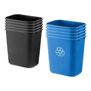 webstore supply 28 qt. trash and recycle bin combo, 7 gallon under sink garbage can (10 pack) black and blue