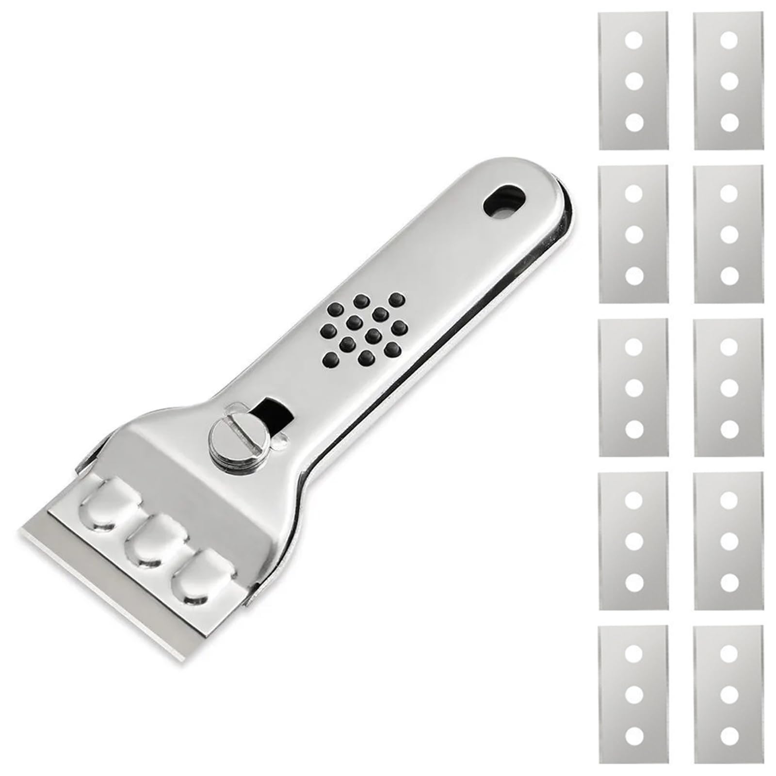 Locking Razor Blade Scraper with 10 Extra Blades, Retractable Razor Blade，Scraper Tool for Cleaning Window, Paint, Cooktop, Oven, Glass Stove Top Scraper