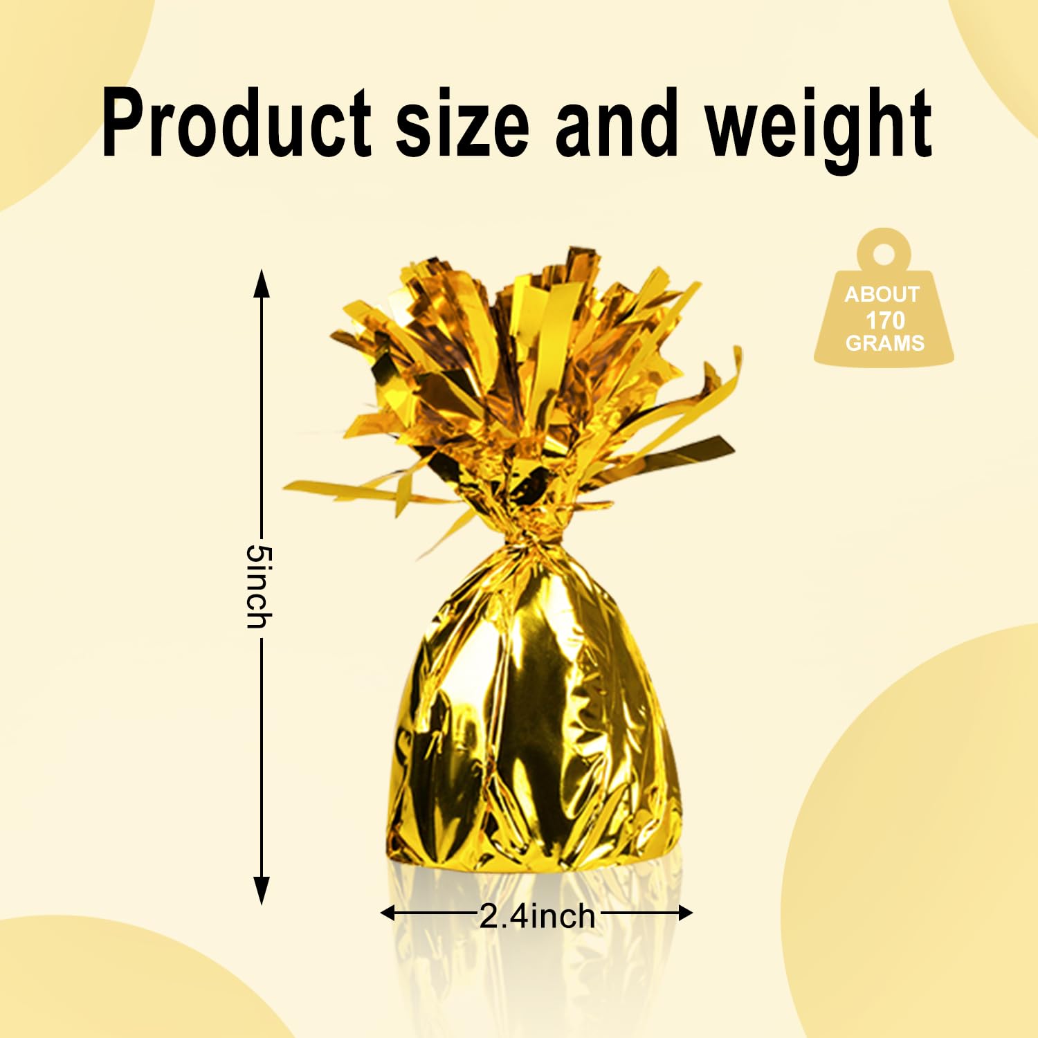 BOROSO 12PCS Balloon Weight Metallic Heavy Solid Balloon Pendant Pack Holder For Table Centerpieces Birthday Wedding Chrismas Party Decoration (Metallic Gold)