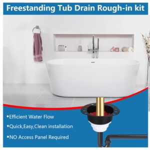 Freestanding Tub Drain Rough-in kit,Bathtub Drain Kit with Brass Tailpiece and PVC Adapter,Compatible with Freestanding Bathtub, Floor Mounted Bathtub and Copper Bathtub (PVC, White)