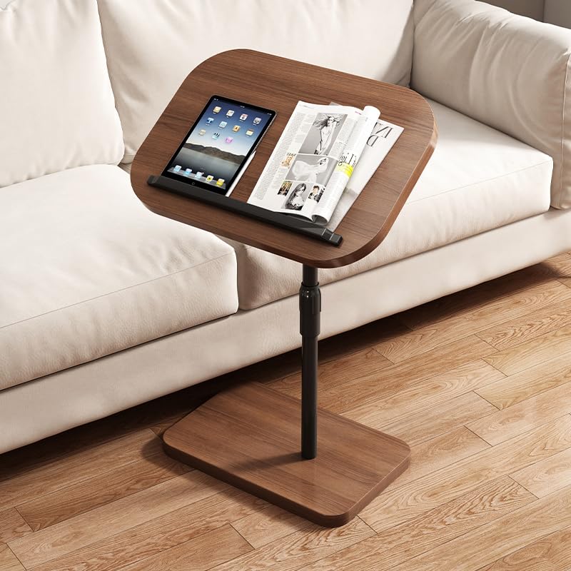 GENDLTHIJ C Shaped End Table for Couch, C Table End Table with Adjustable Height, Small Laptop Desk for Livingroom,Bedroom,Study and Small Spaces,Bedside Table (Original Wood,90° Swivel)