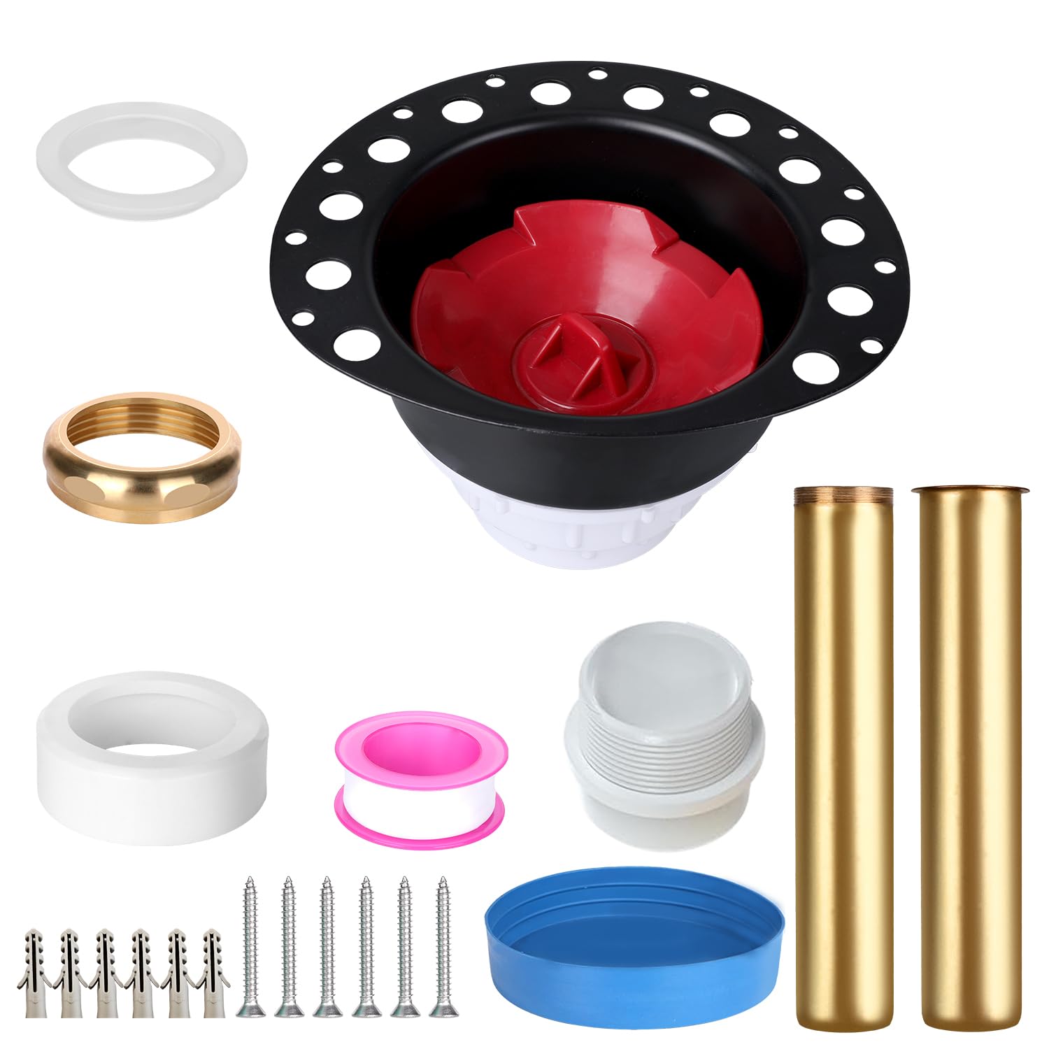 Freestanding Tub Drain Rough-in kit,Bathtub Drain Kit with Brass Tailpiece and PVC Adapter,Compatible with Freestanding Bathtub, Floor Mounted Bathtub and Copper Bathtub (PVC, White)