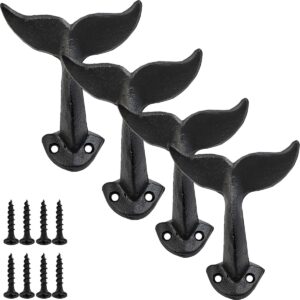 nsbell 4pcs whale tail cast iron wall hook