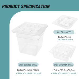 4 Pack Plastic Food Pan with Lid Deep Clear Plastic Food Pan Commercial Hotel Clear Food Storage Containers Polycarbonate Restaurant Storage Container Pans for Fruits Vegetables Beans Corns