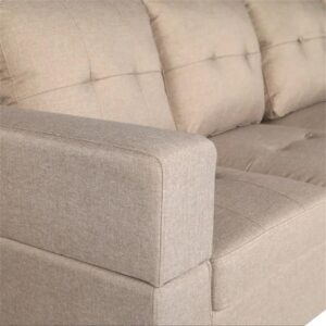 FANCUF 98.5'' Fabric Couch, L-shape Selctional Sofa for Living Room with Ottoman Left and Right Interchangeable