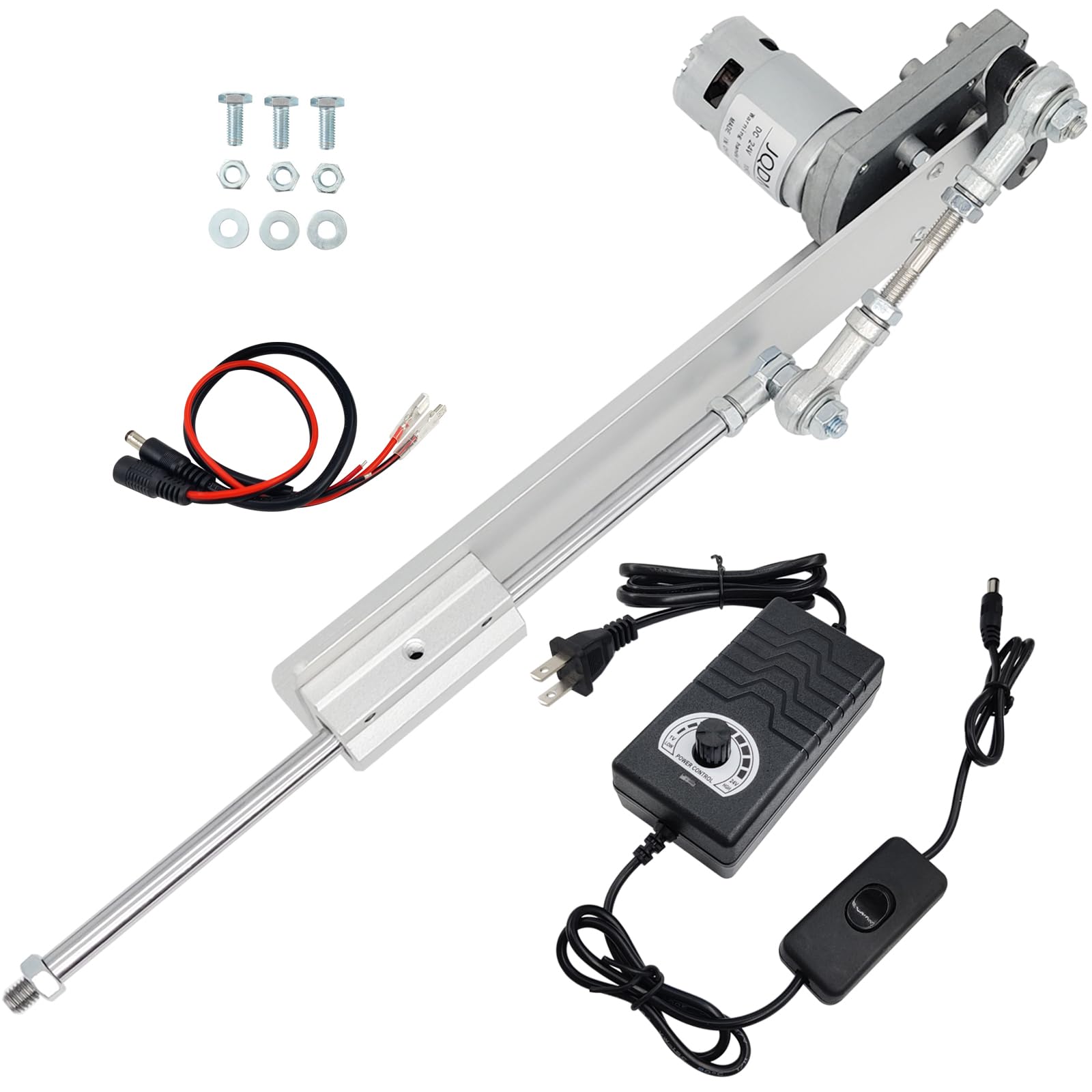 JQDML DIY Reciprocating Linear Actuator DC 1-24V Stroke 1.18"-6" Max Speed 160RPM Adjustable Telescopic Motor with Speed Controller(24V150MM160RPM)