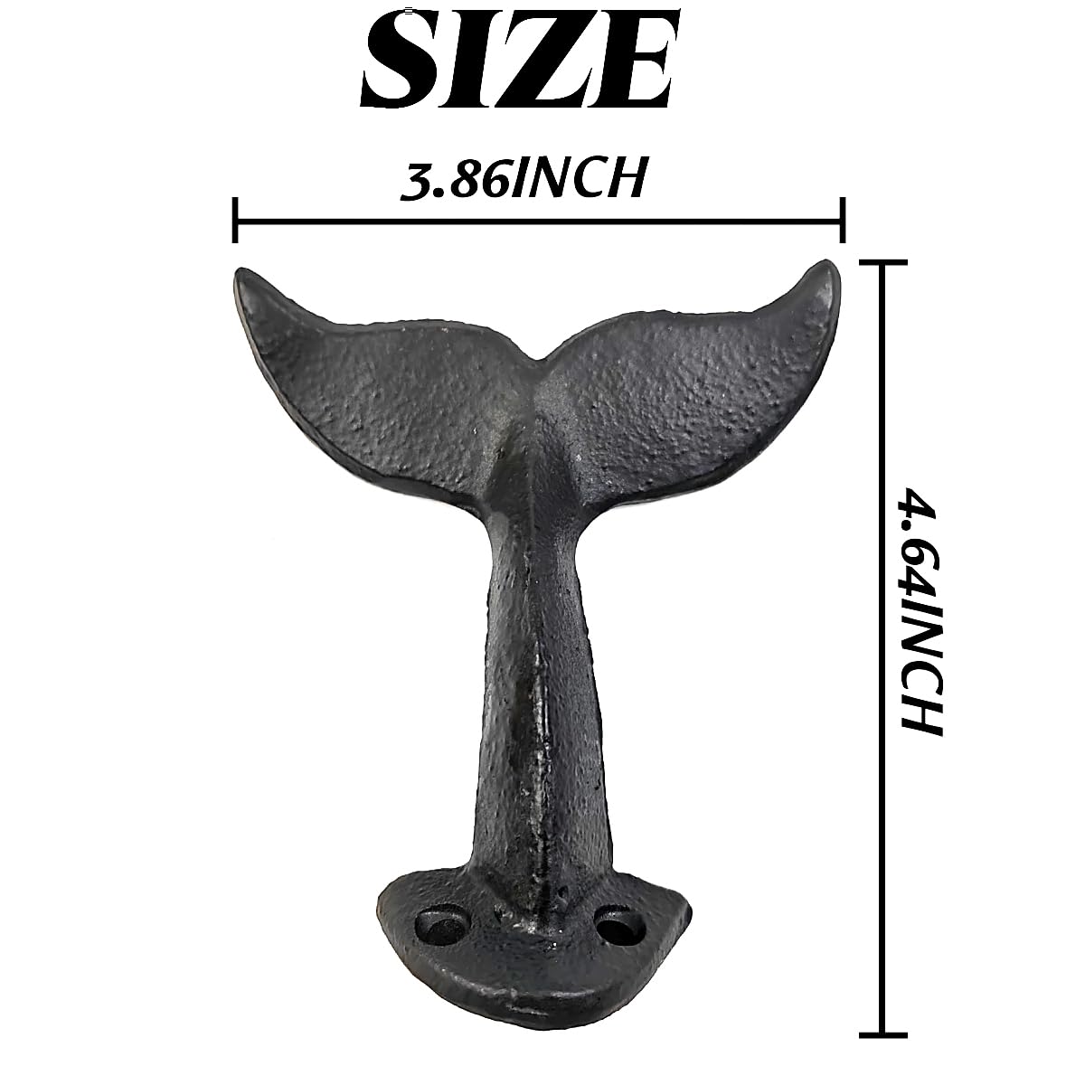 NSBELL 4PCS Whale Tail Cast Iron Wall Hook