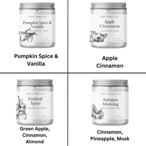 1OAK Fall Candles Set of 4 Pack - Fall Candle Pack - Autumn Candle Set - Fall Scented Candles - Fall Bulk Gifts - Fall Gift Set - Fall Soy Candles - Autumn Gifts - Fall Gifts for Women