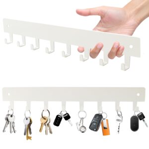 yoanxong 2 pack key holder for wall, key hooks with 8 hooks mount keys on wall, no drilling required, holders use for living room kitchen corridor decor(white)