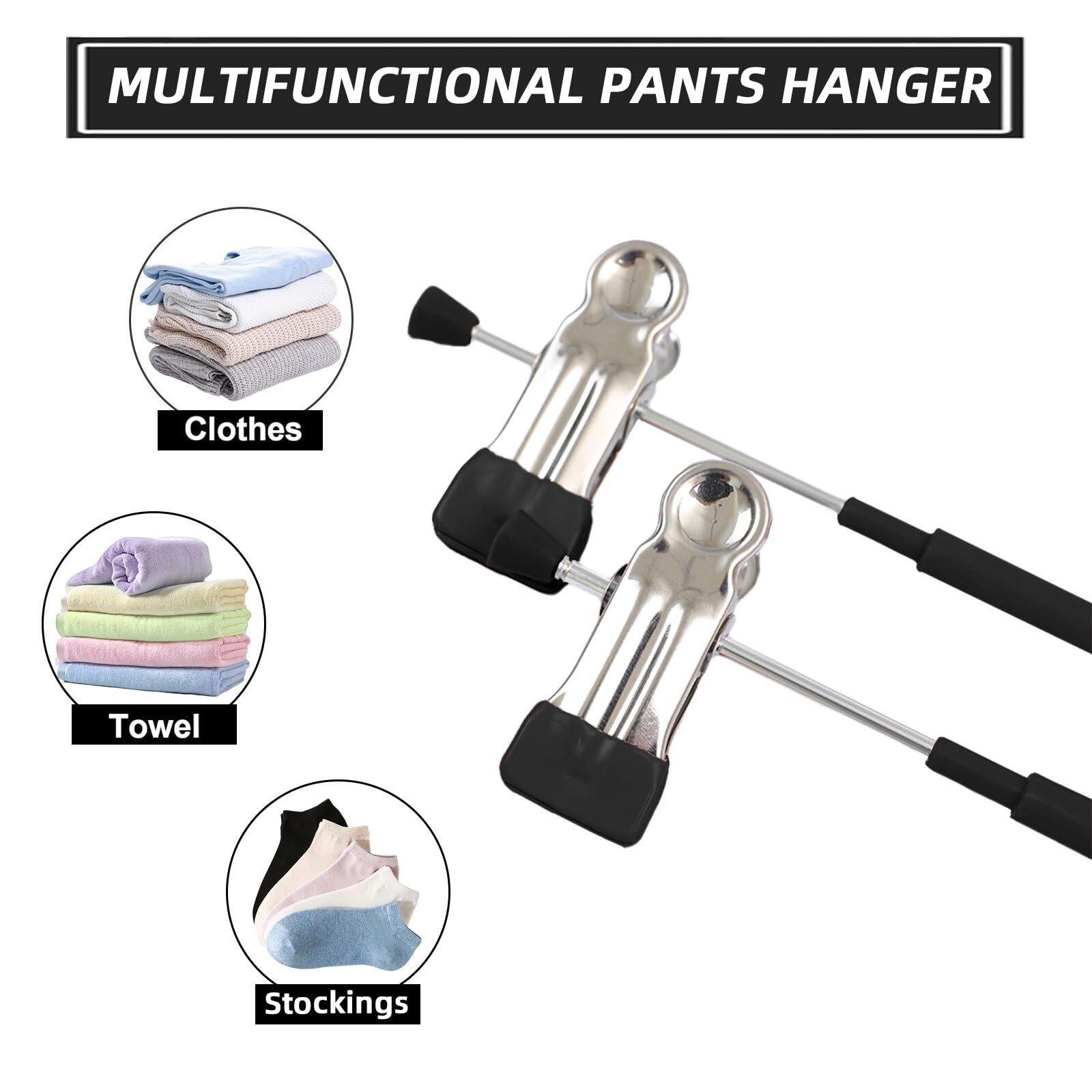 CAYUGIN-Non-Marking Anti-Slip Pants Hanger, Space-Saving Pants Clip and Skirt Clip, Jeans and Long Pants Hanger, Clothes and Pants Clip for Various Shorts and Casual Pants, Durable. (20, White)