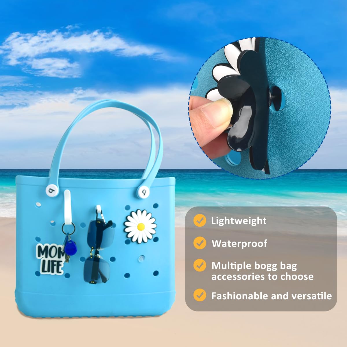 CONLI 14 Pack Bag Accessories Set Suitable for Bogg Bag, Insert Charm Keychains Compatible with Beach Bags, Decorative Bag Charms with Sturdy Clip for Rubber Beach Tote Bag