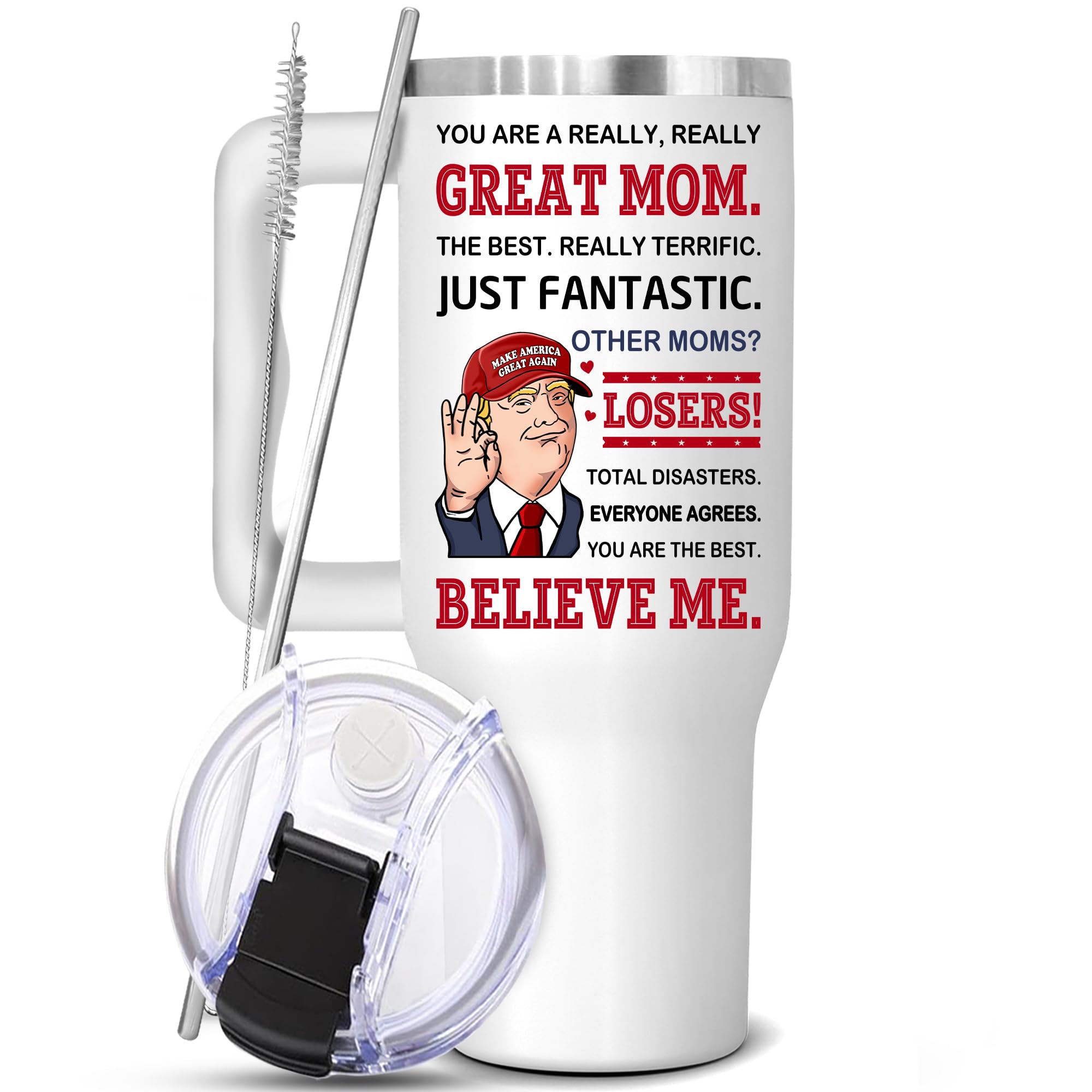 LOTWATEGO Mom Gifts - Christmas Gifts For Mom - Mothers Day Mug - Mother Mug Gifts for Mom from Daughter Son - Mom Birthday Gifts - New Mom Gifts for Women - You're A Great Mom Tumbler With Handle