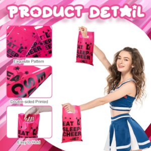 Affrolling 100 Pcs Cheerleading Plastic Goodie Bags Bulk 9.84" x 6.5" Cheerleading Party Supplies Cheer Gift Bags with Handle for Team Cheerleader Party Gymnastics Party Decorations