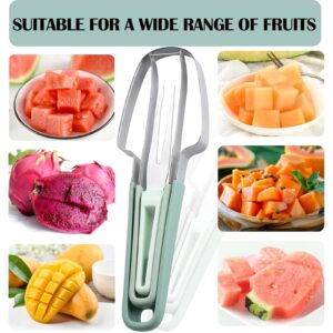 3-in-1 Watermelon Cutter Slicer Tool, Watermelon Stainless Steel Fork Slicer Set, Portability Multifunctional Handheld Fruit Fork for Home Camping Kitchen Gadgets