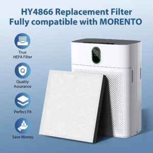 4 Pack HY4866 True HEPA Replacement Filters Compatible with MORENTO HY4866 Air Purifier, WESTHEY HY4866 Air Purifier and YIOU M1 Air Cleaner Purifier, Enhanced Version