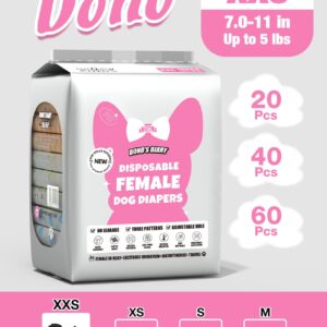 Dono Dog and Cat Diapers Female-60PCS, Disposable Female Dog Period Diapers for Heart with Wetness Indicator, Super Absorbent Doggie Puppy Diapers Female for XXS,Small Medium Large Dogs