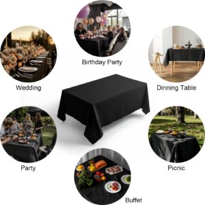 Oliomp 3 Pack Premium Black Tablecloths 54" x 108" Plastic Table Cloth Disposable for Rectangle Tables Suitable for Party Birthday and Waterproof Table Cloths Light Weight Table Cover (Black)