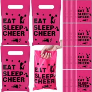 affrolling 100 pcs cheerleading plastic goodie bags bulk 9.84" x 6.5" cheerleading party supplies cheer gift bags with handle for team cheerleader party gymnastics party decorations