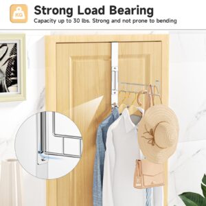 Over the Door Hooks Hanger, Wall Mounted Drying Rack Clothing, Rotatable 180° Stainless Steel Door Coat Hanger for Clothes, Coats&Towels, Over the Door Drying Rack for Laundry Rooms, Bedroom, Bathroom