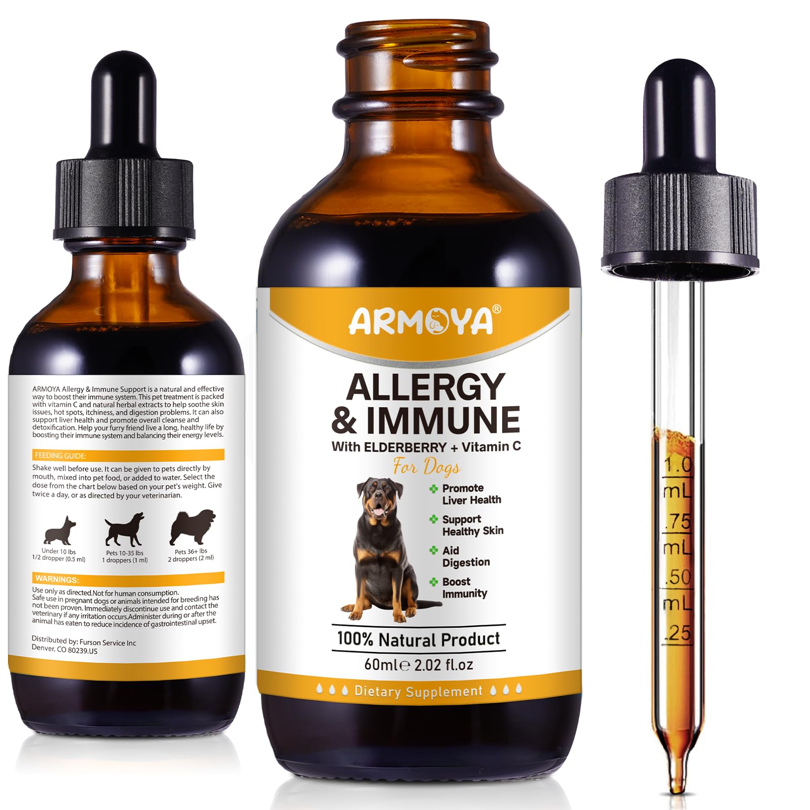 Allergy Relief Drops for Dogs - Allergy and Immune - Immune Support Supplement - Dog Supplement - Natural Pet Supplement for Dog Allergy Relief with Turmeric & Milk Thistle