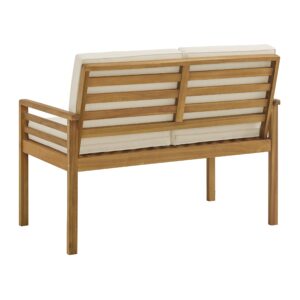 Alaterre Furniture Okemo Couch Outdoor Seating, Natural Wood/Cream Cushions