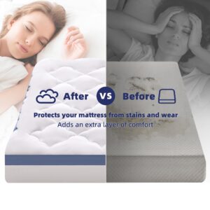 BDEUS Twin Mattress Topper, 900 GSM Mattress Pad Cover Cloud for Body Pain Relief, 3D+7D Snow Down Alternative Bed Topper, Plush Pillow Top with 8-21 Inch Deep Pocket-39 x75 White