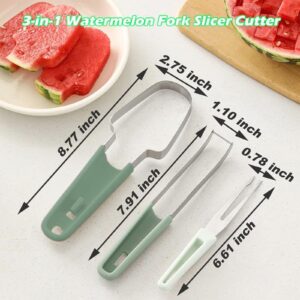 3-in-1 Watermelon Cutter Slicer Tool, Watermelon Stainless Steel Fork Slicer Set, Portability Multifunctional Handheld Fruit Fork for Home Camping Kitchen Gadgets