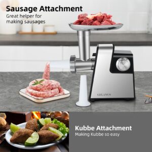 Electric Meat Grinder，350W(2800W Max) Sausage Stuffer Maker with Sausage Stuffer Tubes & Kubbe Kit，Food Grinder with Blade & 3 Plates For Home Kitchen Use