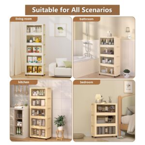 gerritfany Closet Organizers and Storage, 3-Tier 90Qt Storage Cabinet with Wheels, Plastic Storage Bins with Lids,Drawer Organizer for Living Room,Dorm,Office