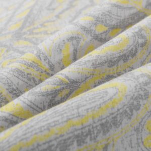 Cotton Sateen Printed Duvet Cover Set Queen 90" x 92" with 2 Pillow Shams 20" x 26" Double Sided, Yellow/Grey