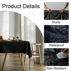 Oliomp 3 Pack Premium Black Tablecloths 54" x 108" Plastic Table Cloth Disposable for Rectangle Tables Suitable for Party Birthday and Waterproof Table Cloths Light Weight Table Cover (Black)