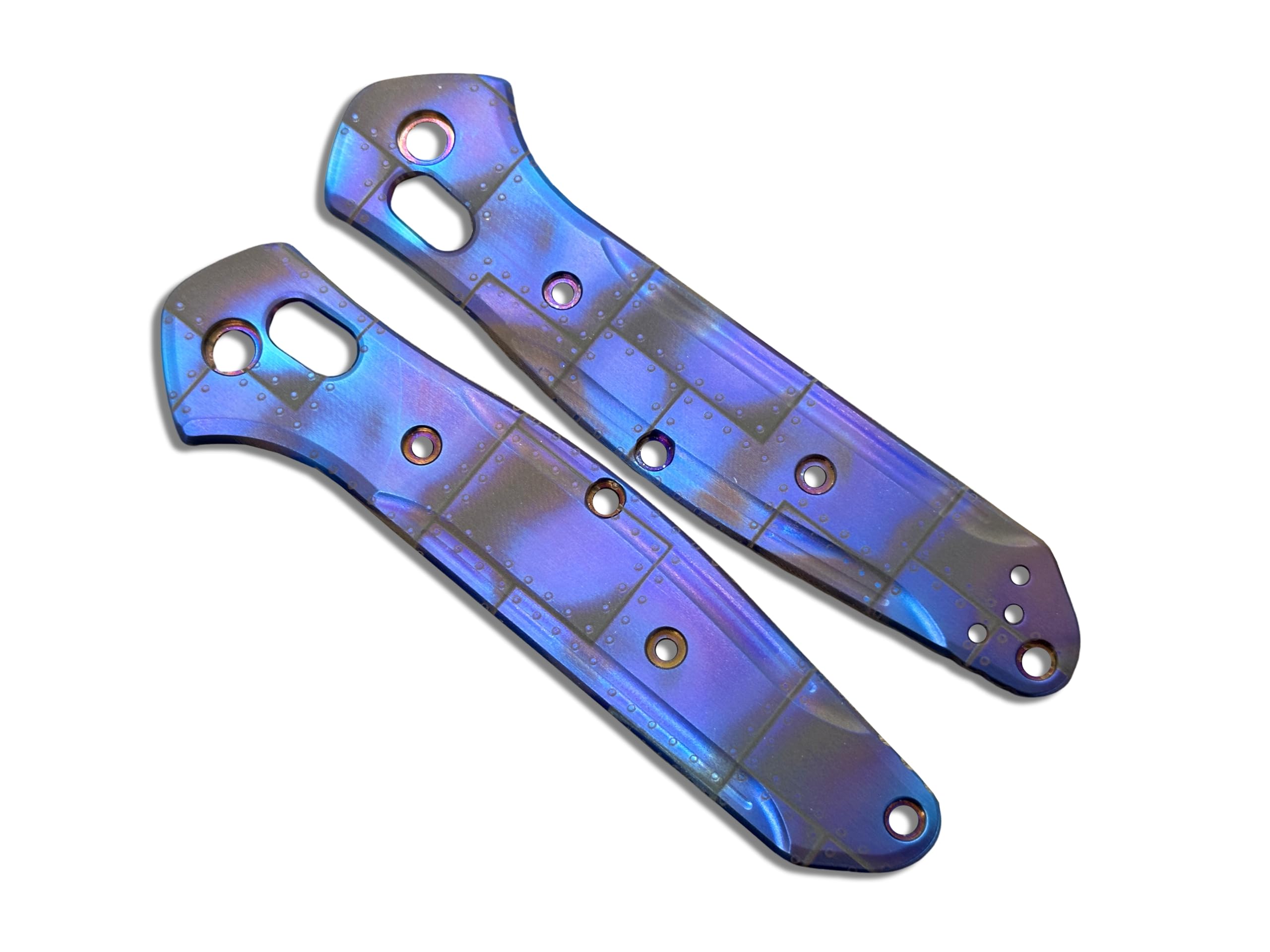 Flamed RIVETED AIRPLANE Titanium Scales for Benchmade 940 Osborne