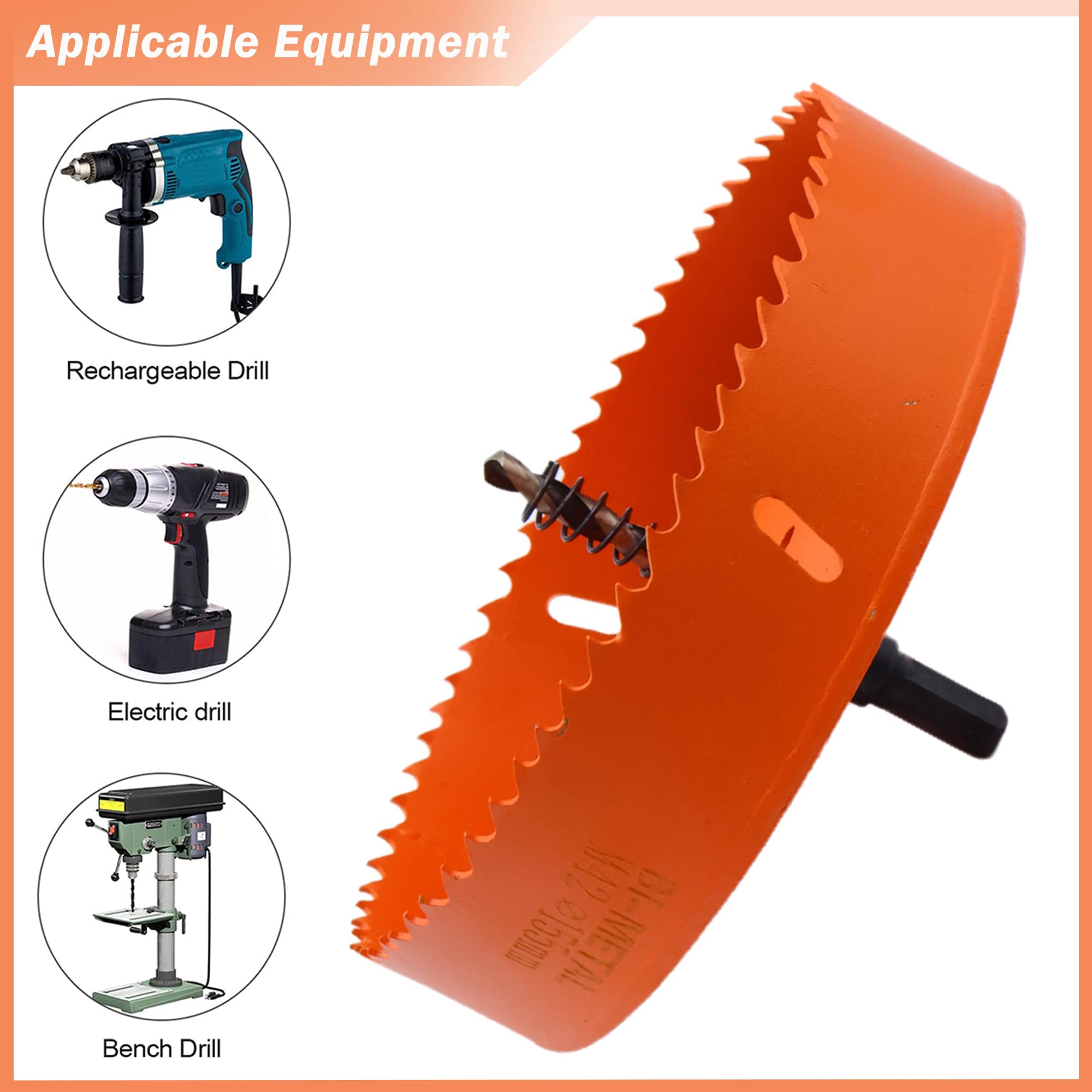 6 1/8 inch Hole Saw with Dust Bowl for 6 inch Recessed Light, 6-1/8 Hole Saw for Can Lighting,155MM Drywall Hole Saw Dust Catcher(6 1/8,Orange)