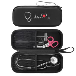 stethoscope case compatible with 3m cardiology iii/lightweight ii s.e/cardiology iv diagnostic/mdf acoustica stethoscope with mesh pocket for doctor &nurse accessories, black(case only)