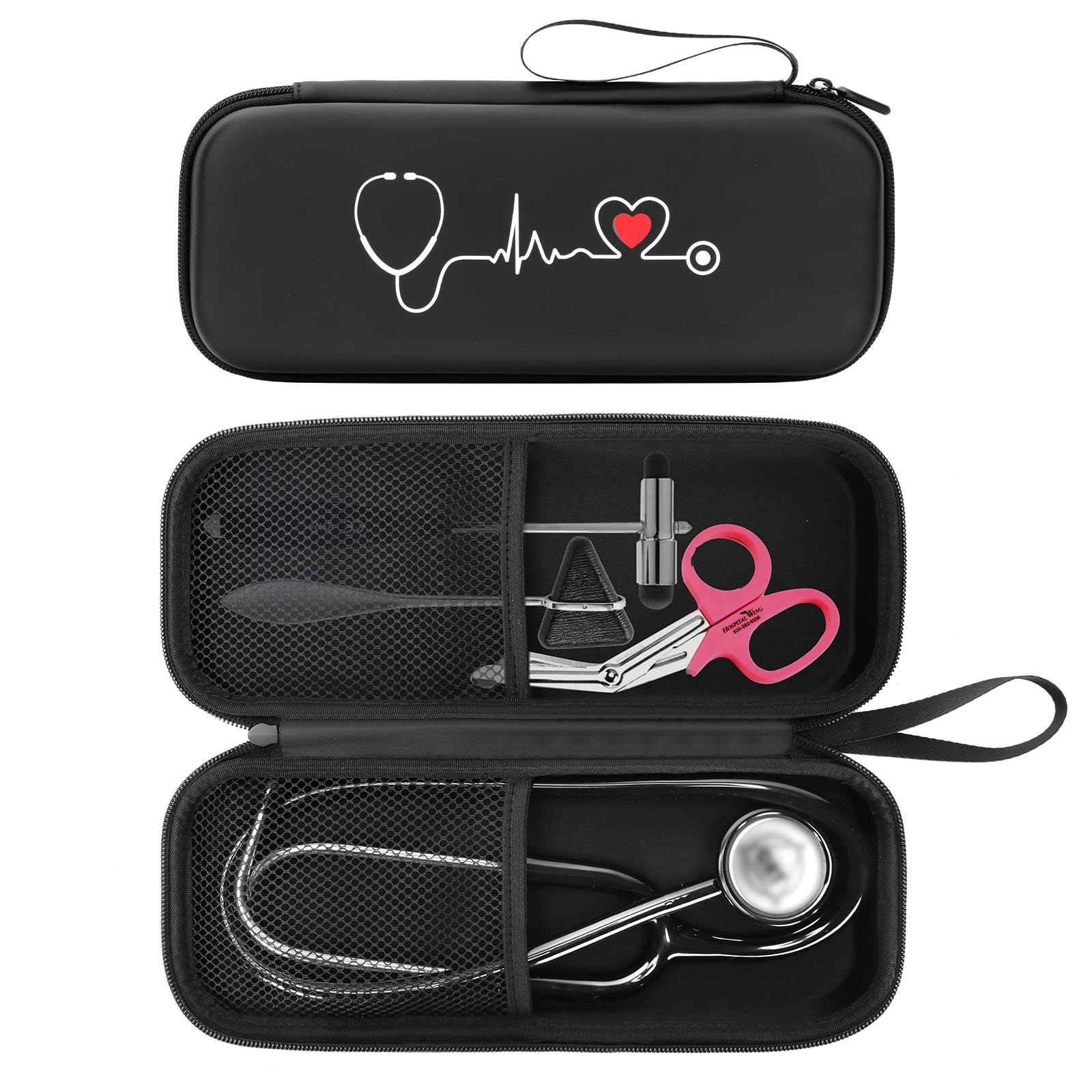 Stethoscope Case Compatible with 3M Cardiology III/Lightweight II S.E/Cardiology IV Diagnostic/MDF Acoustica Stethoscope with Mesh Pocket for Doctor &Nurse Accessories, Black(Case Only)