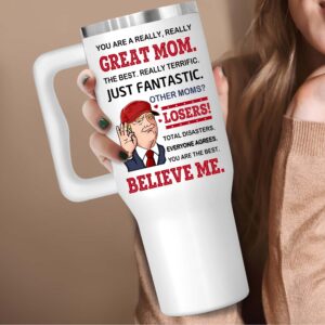 LOTWATEGO Mom Gifts - Christmas Gifts For Mom - Mothers Day Mug - Mother Mug Gifts for Mom from Daughter Son - Mom Birthday Gifts - New Mom Gifts for Women - You're A Great Mom Tumbler With Handle