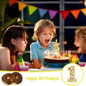 ElekFX 1st Birthday Candles for Cake with Sprinkles, Sweet One Birthday Party Decorations Rainbow Birthday Party Supplies, 2.76 inch Cake Topper Decorations Golden Edge (Number 1)