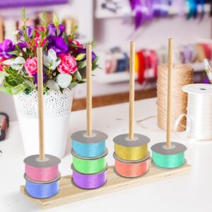 Wood Ribbon Organizer, Ribbon Storage Rack Ribbon Spool Holder Thread Spool Organizer for Sewing Storage Craft Room Yarn Florist Arts Wrapping Craft Gift