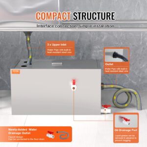 VEVOR Commercial Grease Trap, 25 LBS Grease Interceptor, Top Inlet Interceptor, Under Sink Stainless Steel Grease Trap, 6.4 GPM Waste Water Oil-water Separator, for Restaurant Canteen Home Kitchen