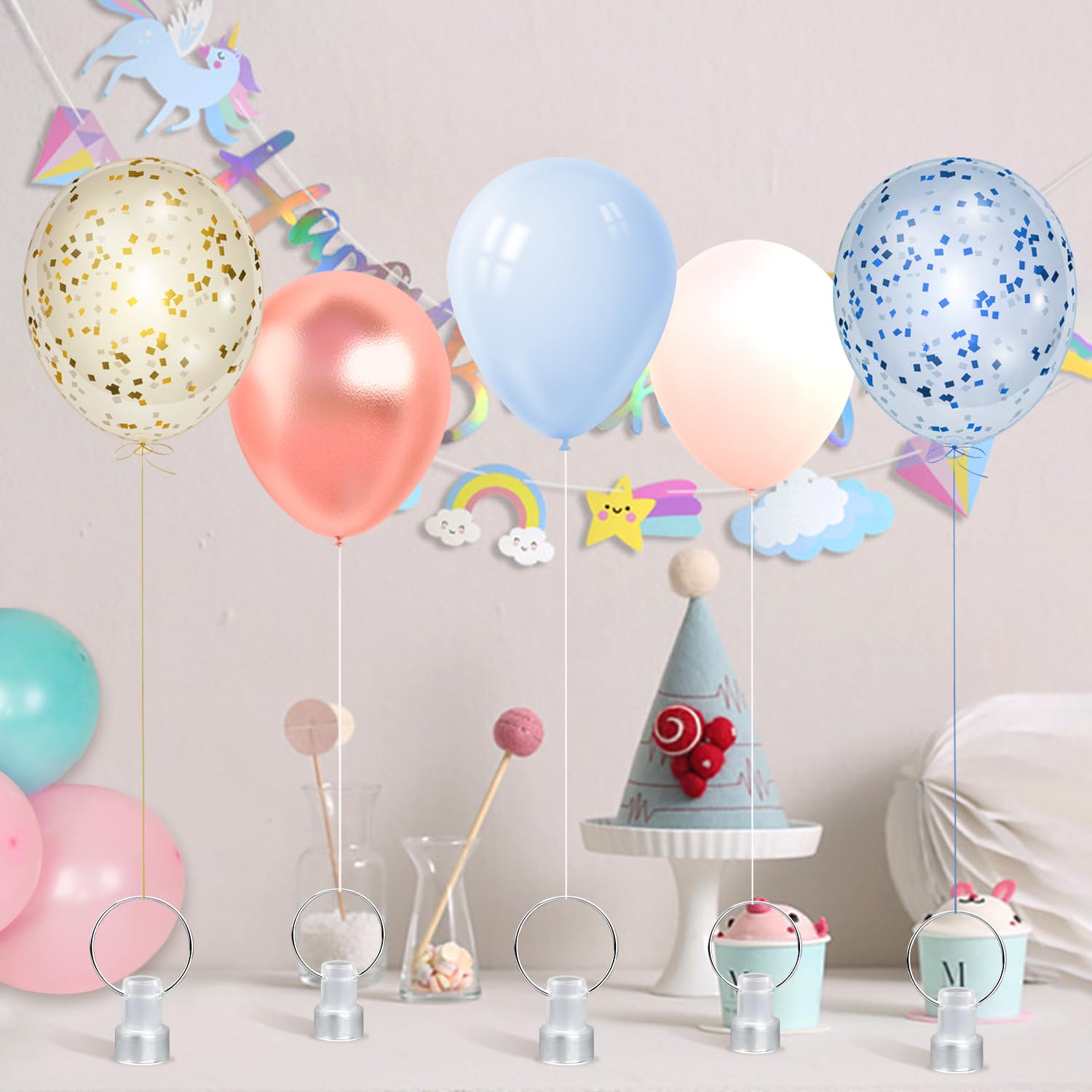 24PCS Balloon Weights Metallic Table Centerpiece Holders For Helium Balloon Accessories Small White Balloon Pendant For Birthday Wedding Chrismas Party (Round)